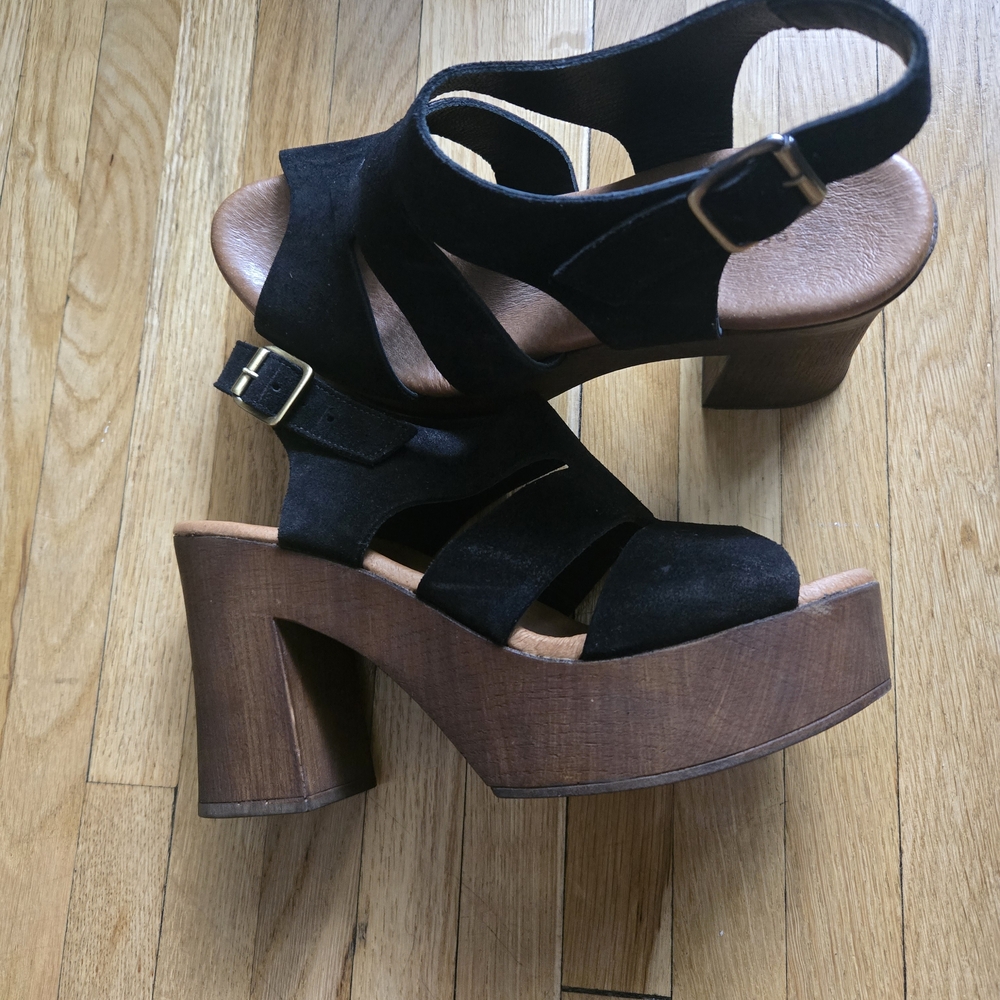 Eric Michael Black and Brown Platform Sandals